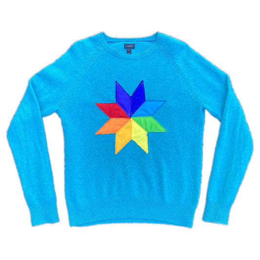 Quilt Star Up-cycled Sweater M