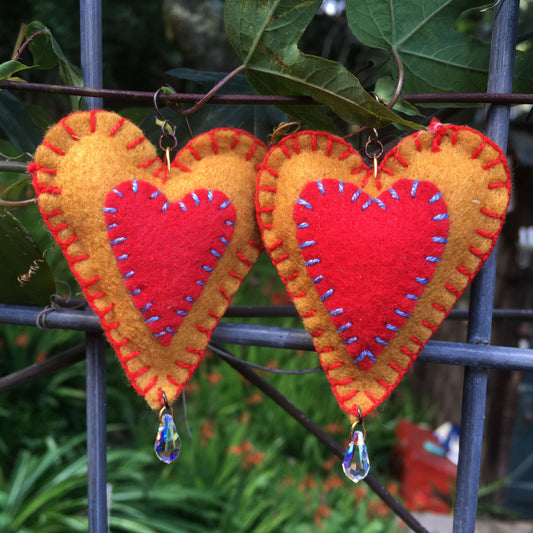 Tequila Sunrise Crystal Hearts